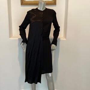 DKNY  WRAP  SHIRT DRESS ASYMMETRIC BLACK SIZE 4